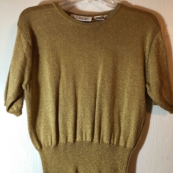 Metallic Gold knit sweater top - Picture 1 of 4